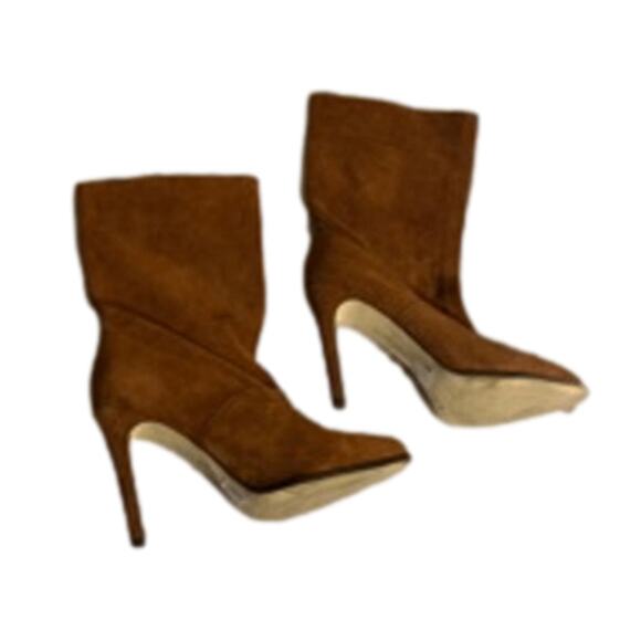 BCBGeneration Brown Suede Leather Pointed Toe Stiletto Heel Boots 8M - Picture 6 of 11